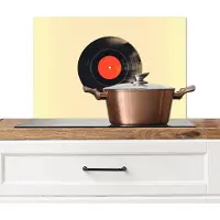 KitchenYeah Spatscherm keuken 70x50 cm - Kookplaat achterwand Illustratie - Vinylplaat - Beige - Vintage - Muurbeschermer - Spatwand fornuis - Hoogwaardig aluminium