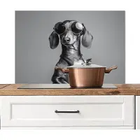 KitchenYeah Spatscherm keuken 90x60 cm - Kookplaat achterwand Teckel - Bier - Glas - Bril - Muurbeschermer - Spatwand fornuis - Hoogwaardig aluminium