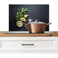KitchenYeah Spatscherm keuken 70x50 cm - Kookplaat achterwand Verse ingrediënten - Compositie - Artistiek - Muurbeschermer - Spatwand fornuis - Hoogwaardig aluminium