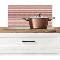 KitchenYeah Spatscherm keuken 70x30 cm - Kookplaat achterwand Nautisch - Chic - Strepen - Rood - Muurbeschermer - Spatwand fornuis - Hoogwaardig aluminium