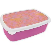MuchoWow Broodtrommel Roze - Lunchbox Vloeiend - Olie - Verf - Texturen - Multi - Perzik - Brooddoos 18x12x6 cm - Brood lunch box - Broodtrommels voor kinderen en volwassenen