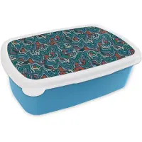 MuchoWow Broodtrommel Blauw - Lunchbox Retro - Disco - Swingend - 70s - Multi - Brooddoos 18x12x6 cm - Brood lunch box - Broodtrommels voor kinderen en volwassenen