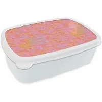 MuchoWow Broodtrommel Wit - Lunchbox Vloeiend - Olie - Verf - Texturen - Pastel - Brooddoos 18x12x6 cm - Brood lunch box - Broodtrommels voor kinderen en volwassenen