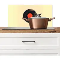 KitchenYeah Spatscherm keuken 70x30 cm - Kookplaat achterwand Illustratie - Vinylplaat - Beige - Vintage - Muurbeschermer - Spatwand fornuis - Hoogwaardig aluminium