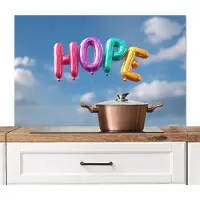 KitchenYeah Spatscherm keuken 100x65 cm - Kookplaat achterwand Ballonen - Lucht - Hope - Muurbeschermer - Spatwand fornuis - Hoogwaardig aluminium