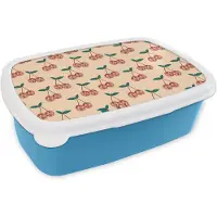 MuchoWow Broodtrommel Blauw - Lunchbox Retro - Disco - Kers - Multi - Brooddoos 18x12x6 cm - Brood lunch box - Broodtrommels voor kinderen en volwassenen