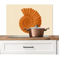 KitchenYeah Spatscherm keuken 90x60 cm - Kookplaat achterwand Schelp - Oranje - Ribbels - Muurbeschermer - Spatwand fornuis - Hoogwaardig aluminium