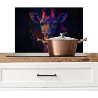 KitchenYeah Spatscherm keuken 60x40 cm - Kookplaat achterwand Giraffe - Gekleurd - Verfspatten - Muurbeschermer - Spatwand fornuis - Hoogwaardig aluminium