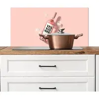 KitchenYeah Spatscherm keuken 80x40 cm - Kookplaat achterwand Bubbels - Rosé - Roze - Muurbeschermer - Spatwand fornuis - Hoogwaardig aluminium