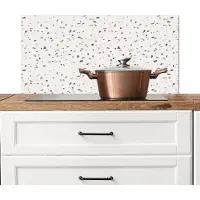 KitchenYeah Spatscherm keuken 80x40 cm - Kookplaat achterwand Terrazzo - Patroon - Créme - Muurbeschermer - Spatwand fornuis - Hoogwaardig aluminium