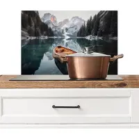 KitchenYeah Spatscherm keuken 60x40 cm - Kookplaat achterwand Boot - Bergen - Natuur - Water - Muurbeschermer - Spatwand fornuis - Hoogwaardig aluminium