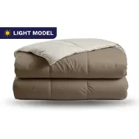 Zelesta Deluxe Duo Light - Taupe & Cream 200x200 - Zomerdekbed zonder overtrek - Katoenen dekbed - Dekbed met vaste hoes - Hoesloos dekbed