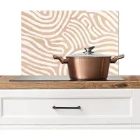 KitchenYeah Spatscherm keuken 70x50 cm - Kookplaat achterwand Beige - Aardspatroon - Muurbeschermer - Spatwand fornuis - Hoogwaardig aluminium