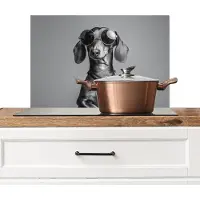 KitchenYeah Spatscherm keuken 60x40 cm - Kookplaat achterwand Teckel - Bier - Glas - Bril - Muurbeschermer - Spatwand fornuis - Hoogwaardig aluminium