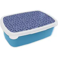 MuchoWow Broodtrommel Blauw - Lunchbox Nostalgisch - Kust - Zee - Schelp - Blauw - Brooddoos 18x12x6 cm - Brood lunch box - Broodtrommels voor kinderen en volwassenen