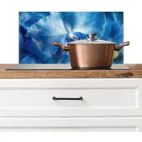 KitchenYeah Spatscherm keuken 70x30 cm - Kookplaat achterwand Blauw - Orchidee - Elegeant - Muurbeschermer - Spatwand fornuis - Hoogwaardig aluminium