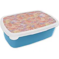 MuchoWow Broodtrommel Blauw - Lunchbox Vloeiend - Olie - Verf - Texturen - Multi - Zacht - Brooddoos 18x12x6 cm - Brood lunch box - Broodtrommels voor kinderen en volwassenen