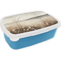 MuchoWow Broodtrommel Blauw - Lunchbox Meer - Water - Natuur - Beige - Brooddoos 18x12x6 cm - Brood lunch box - Broodtrommels voor kinderen en volwassenen