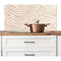 KitchenYeah Spatscherm keuken 100x50 cm - Kookplaat achterwand Beige - Aardspatroon - Muurbeschermer - Spatwand fornuis - Hoogwaardig aluminium
