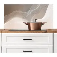 KitchenYeah Spatscherm keuken 100x50 cm - Kookplaat achterwand Golvende lijnen - Luchtstromen - Harmonieus - Muurbeschermer - Spatwand fornuis - Hoogwaardig aluminium