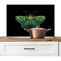 KitchenYeah Spatscherm keuken 90x60 cm - Kookplaat achterwand Mot - Levendig - Groen - Muurbeschermer - Spatwand fornuis - Hoogwaardig aluminium