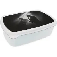 MuchoWow Broodtrommel Wit - Lunchbox Saxofonisten - Hoeden - Rook - Licht - Brooddoos 18x12x6 cm - Brood lunch box - Broodtrommels voor kinderen en volwassenen