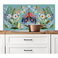KitchenYeah Spatscherm keuken 120x60 cm - Kookplaat achterwand Vlinder - Sierlijk - Bloemen - Bladeren - Muurbeschermer - Spatwand fornuis - Hoogwaardig aluminium