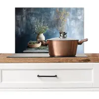 KitchenYeah Spatscherm keuken 70x50 cm - Kookplaat achterwand Pan - Kruiden - Schilderachtig - Muurbeschermer - Spatwand fornuis - Hoogwaardig aluminium