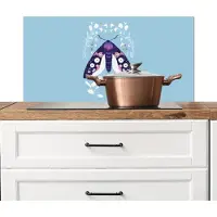 KitchenYeah Spatscherm keuken 80x40 cm - Kookplaat achterwand Bladeren - Wit - Vlinder - Insect - Muurbeschermer - Spatwand fornuis - Hoogwaardig aluminium