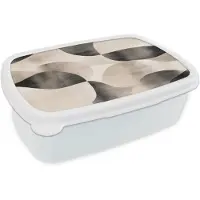 MuchoWow Broodtrommel Wit - Lunchbox Grillige vormen - Subtiele overgangen - Dynamisch - Brooddoos 18x12x6 cm - Brood lunch box - Broodtrommels voor kinderen en volwassenen