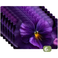 KitchenYeah Placemats - 6 stuks - 45x30 cm - Placemat kunststof - Paars - Viool - Diepte - Borden onderleggers - Decoratie voor op tafel - Keuken tafeldecoratie accessoires - Vinyl onderlegger - Tafelversiering