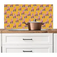 KitchenYeah Spatscherm keuken 100x50 cm - Kookplaat achterwand Retro - Disco - Rolschaatsen - Geel - Roze - Muurbeschermer - Spatwand fornuis - Hoogwaardig aluminium