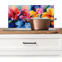 KitchenYeah Spatscherm keuken 70x30 cm - Kookplaat achterwand Golvend - Energie - warm - Muurbeschermer - Spatwand fornuis - Hoogwaardig aluminium