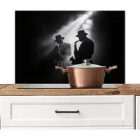 KitchenYeah Spatscherm keuken 80x55 cm - Kookplaat achterwand Saxofonisten - Hoeden - Rook - Licht - Muurbeschermer - Spatwand fornuis - Hoogwaardig aluminium