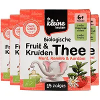 De Kleine Keuken 4x Bio Thee 6+m Munt Kamille Aardbei 19,5 gr