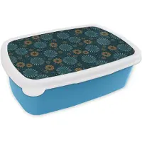 MuchoWow Broodtrommel Blauw - Lunchbox Retro - Disco - Vuurwerk - 70s - Multi - Brooddoos 18x12x6 cm - Brood lunch box - Broodtrommels voor kinderen en volwassenen
