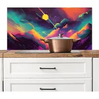 KitchenYeah Spatscherm keuken 100x50 cm - Kookplaat achterwand Sterren - Bergen - Kleurrijk - Muurbeschermer - Spatwand fornuis - Hoogwaardig aluminium