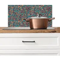 KitchenYeah Spatscherm keuken 60x30 cm - Kookplaat achterwand Spat - Abstract - Waterverf - Oranje - Groen - Muurbeschermer - Spatwand fornuis - Hoogwaardig aluminium