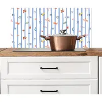 KitchenYeah Spatscherm keuken 90x45 cm - Kookplaat achterwand Italiaans - Zee - Sfeer - Strand - Blauw - Multi - Muurbeschermer - Spatwand fornuis - Hoogwaardig aluminium