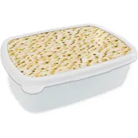 MuchoWow Broodtrommel Wit - Lunchbox Vloeiend - Olie - Verf - Texturen - Beige - Brooddoos 18x12x6 cm - Brood lunch box - Broodtrommels voor kinderen en volwassenen