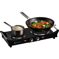 Kitchenbrothers Elektrische Kookplaat - 2 Pits - 2500W - Zwart
