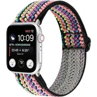 Strap-it Tribal bandje - geschikt voor Apple WatchSeries 1/2/3/4/5/6/7/8/9/10/11/SE/SE2/SE3/Ultra (2) - colourful stripes - elastisch bandje voor iWatch maat: 44mm / 45mm / 46mm / 49mm