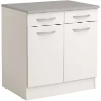 Parisot Onderkast Spoon 80 Cm Met 2 Laden En 2 Deuren - Wit - - Keuken Onderkast - Wit - Spaanplaat