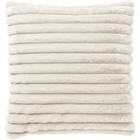 Dutch decor HAZEL - sierkussen 50x50 cm - effen gestreept imitatiebont - Snow White - wit - Inclusief binnenkussen - Luxe kussens voor woonkamer & bank