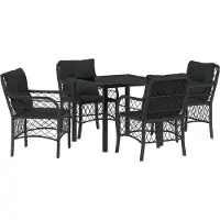 vidaXL Tuin Eettafel Set 5 st Zwart poly rattan