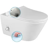 Sapho Avva - Hangend toilet met bidetdouche, Rimless, wit 100315