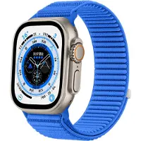Strap-it Wave nylon bandje met klittenbandsluiting - geschikt voorApple Watch Series 1/2/3/4/5/6/7/8/9/10/11/SE/SE2/SE3 - iWatch bandje voor kleine maten 38mm 40mm 41mm 42mm (royaal blauw)