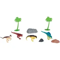 Eddy Toys Dino Speelset - 9 Stuks - Dino Figuren met Palmbomen en Rotselementen - Speelgoed Figuurtjes - Dieren Figuren - Dinosaurus Speelgoed 3+