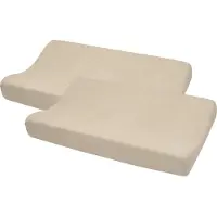 Meyco Baby Uni aankleedkussenhoes - 2-pack - badstof - sand - 50x70cm