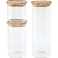 Pebbly Glazen Potten Met Deksel Pak Van 3 80/140/220 Cl - Potten & deksels Borosilicaatglas Clear - PKV-035